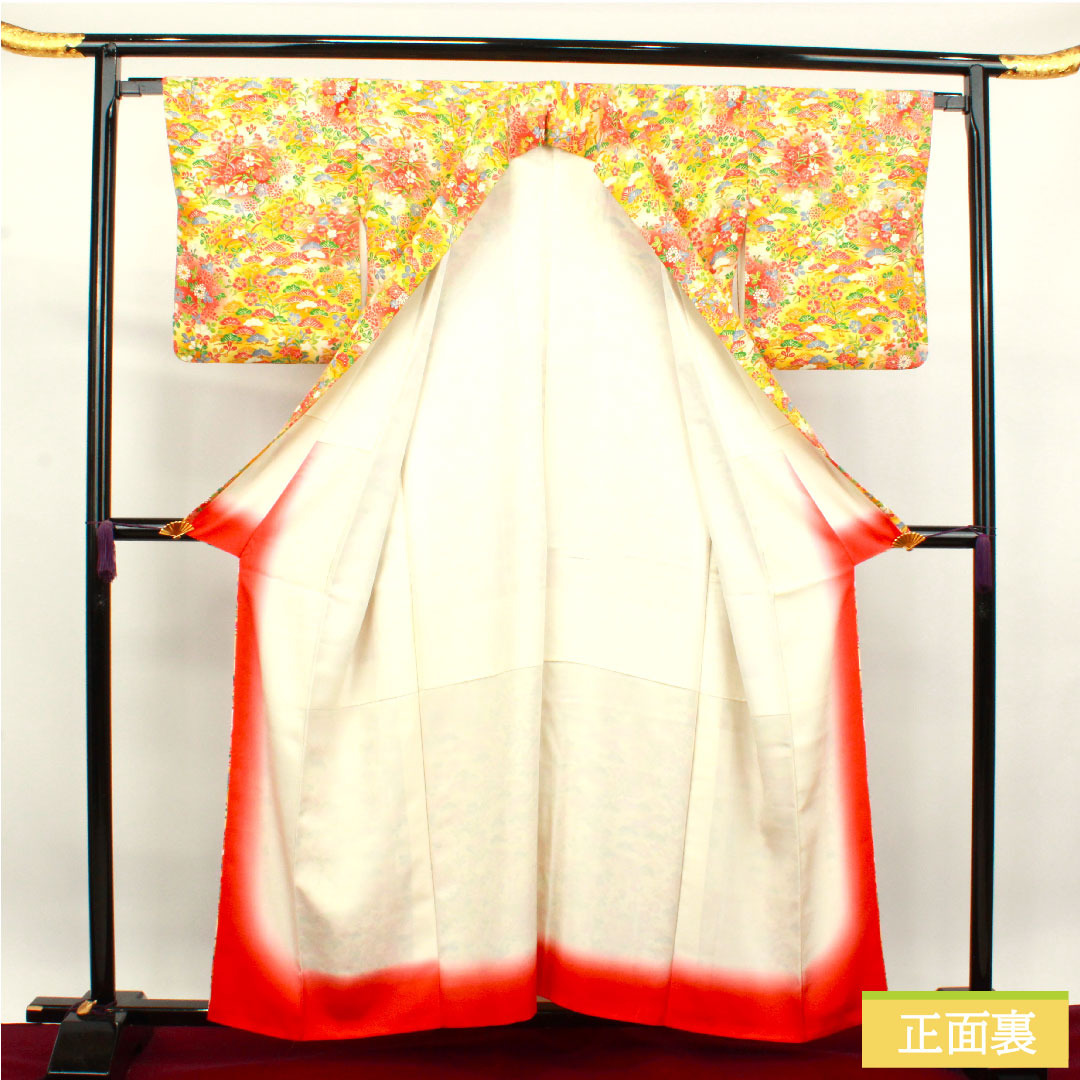 小紋 正絹 身丈158.5cm 裄丈64cm 袷 草花模様 Sランク グラデーション系 1115003812399