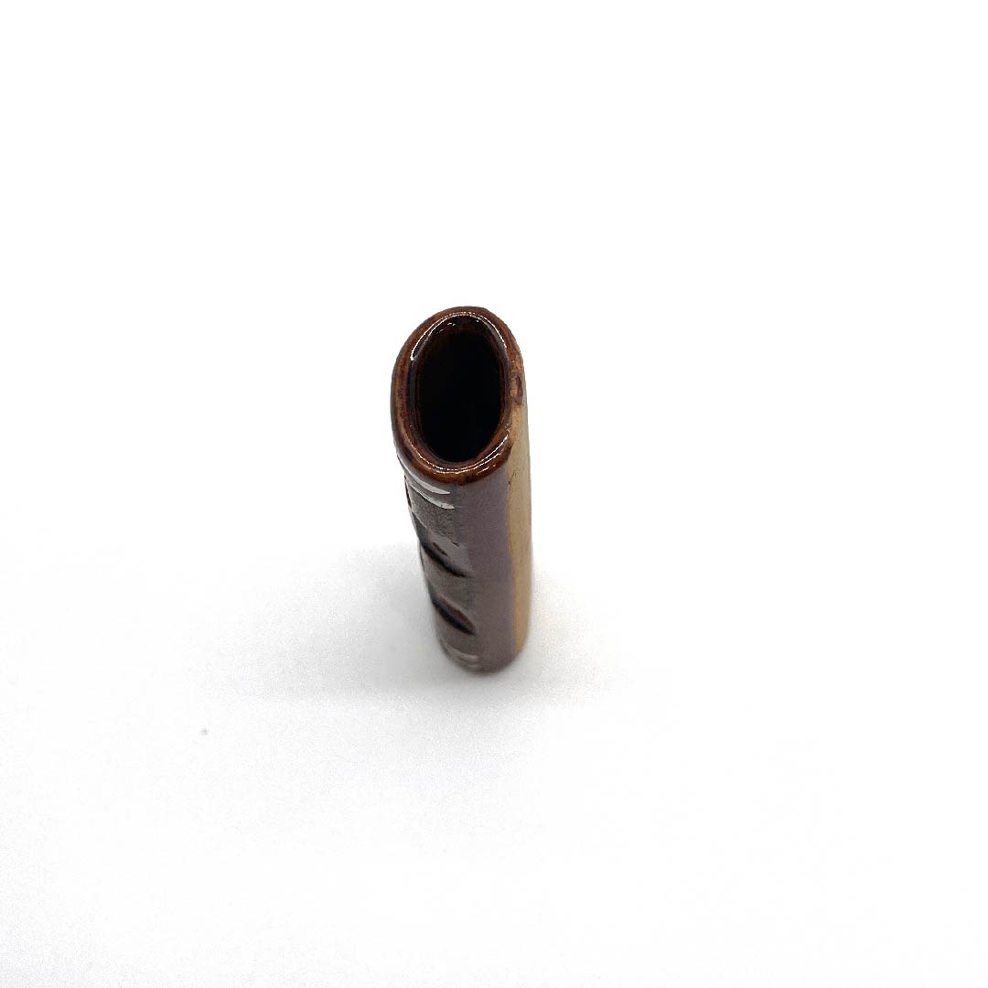 (New old stock) Obi fastener, ceramic, casual, brown, Kyoto ware, checkered pattern, length approx. 2cm, width approx. 5cm, S rank, brown, 1137000622914