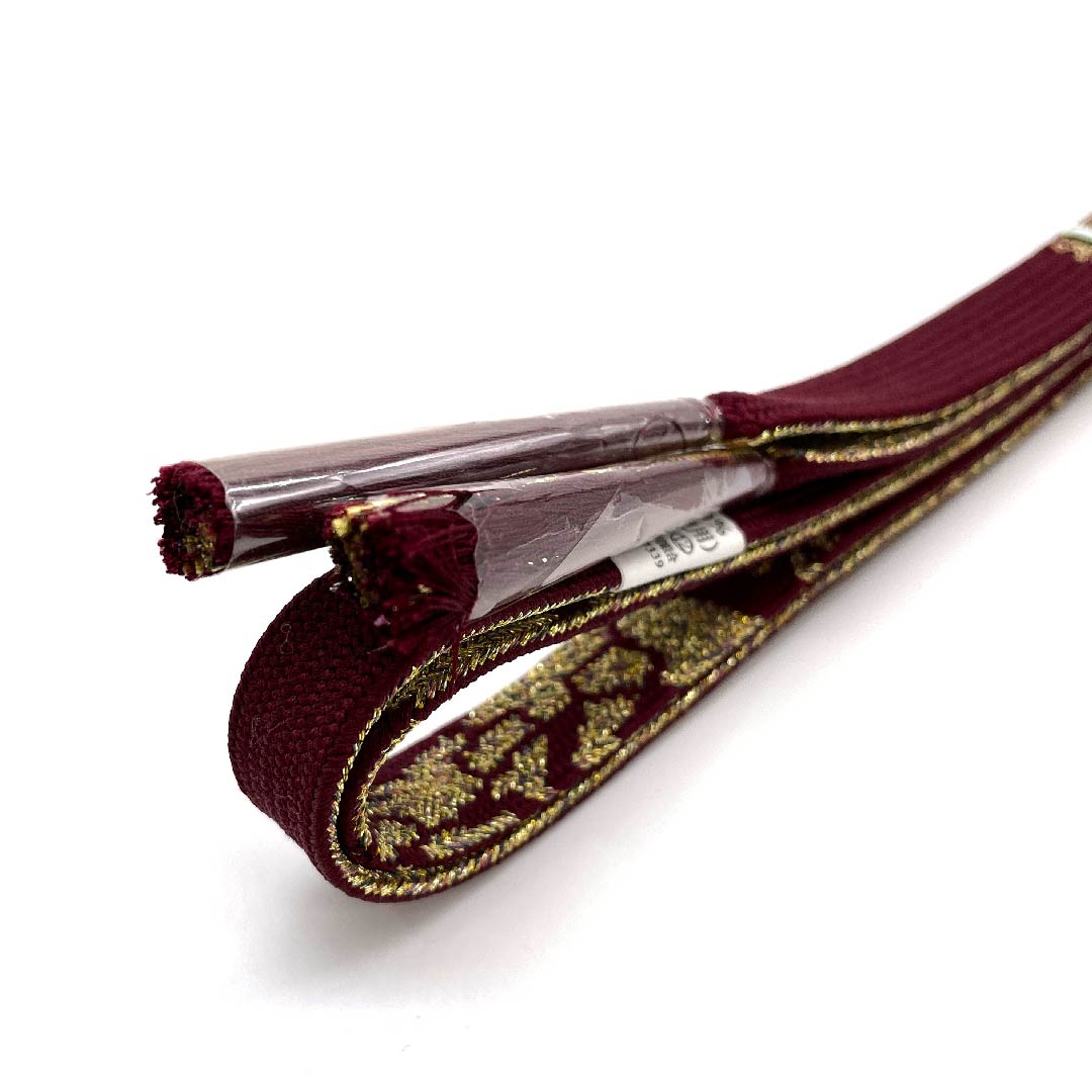 (New old stock) Obijime (sash fastener) Pure silk, quarter-length cord, crimson, metallic thread used, new old stock, length approx. 159cm, width approx. 1.5cm, semi-formal, S rank, purple, 1135002152320