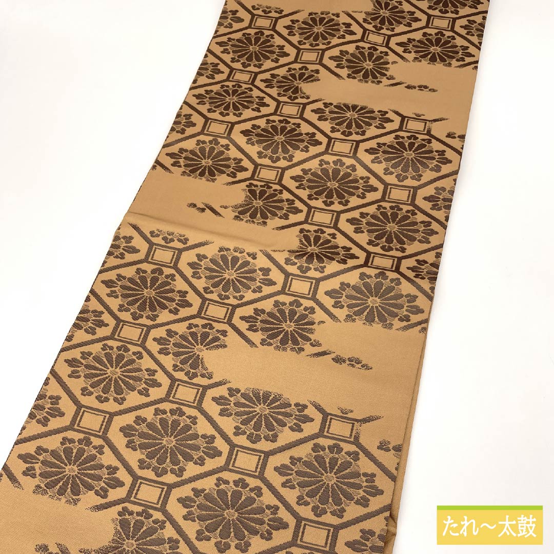 名古屋帯 梅染色(うめぞめいろ) 菊菱 帯丈361cm 正絹 Sランク 六通 セミフォーマル 茶系 1124007092314 名古屋仕立て