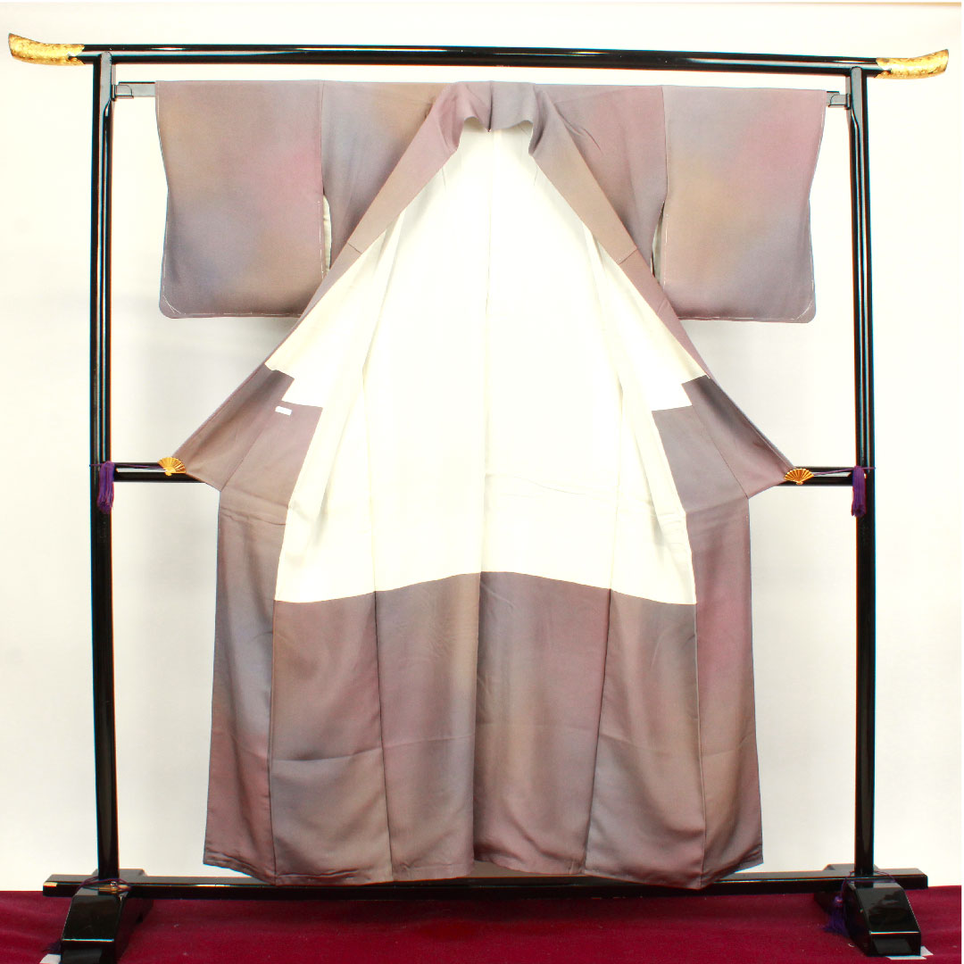 色無地 正絹 斉藤三才 ぼかし染 しつけ糸付き 未使用品 五三桐 身丈152.5cm 裄丈62cm 袷 Sランク グラデーション系 1114000672299