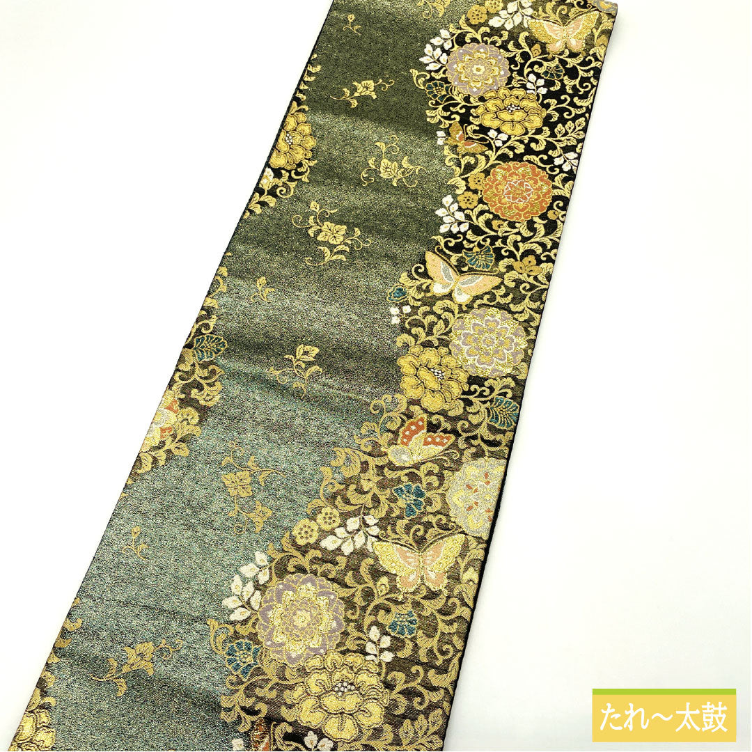 Formal, S-Rank, Pure Silk Obi with a Suiho Arabesque Pattern, Nishijin-ori Weave, Butterfly Design, Length 436cm, Six-Pass, Gradient Pattern, Item Number 1123016972399