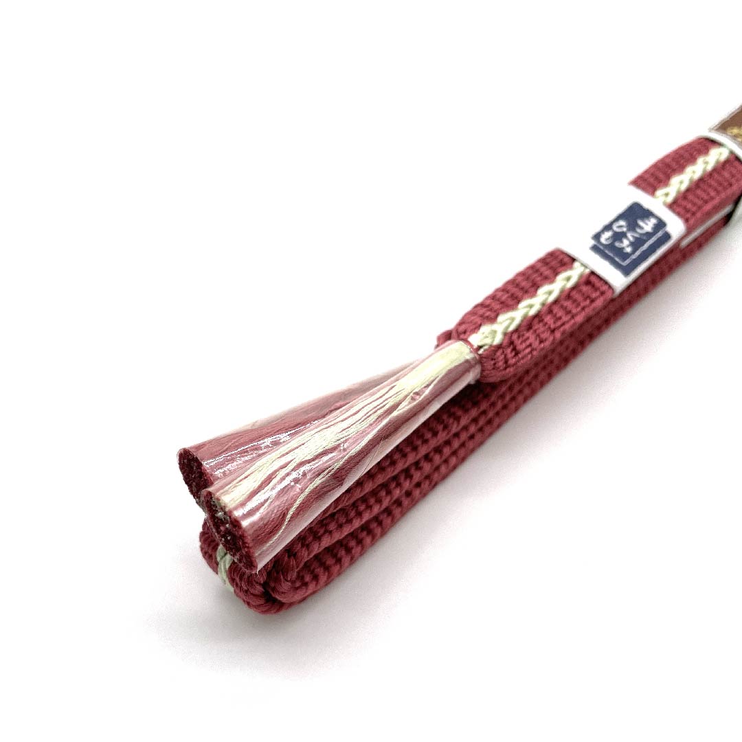 (新古品) 帯締め 正絹 四分紐 長春色(ちょうしゅんいろ) 手組紐 新古品 長さ約159cm 幅約1.5cm カジュアル Sランク ピンク系 1135001632913