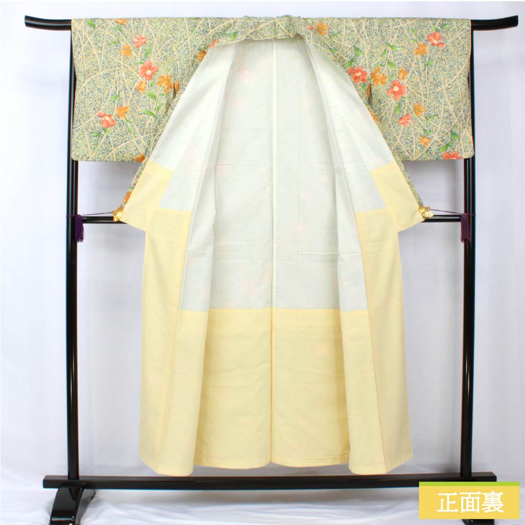 Small pattern, polyester, length 150.5cm, sleeve length 66cm, lined, navy blue, stencil dyeing, grass, flowers, S rank, navy blue, 1115005442118