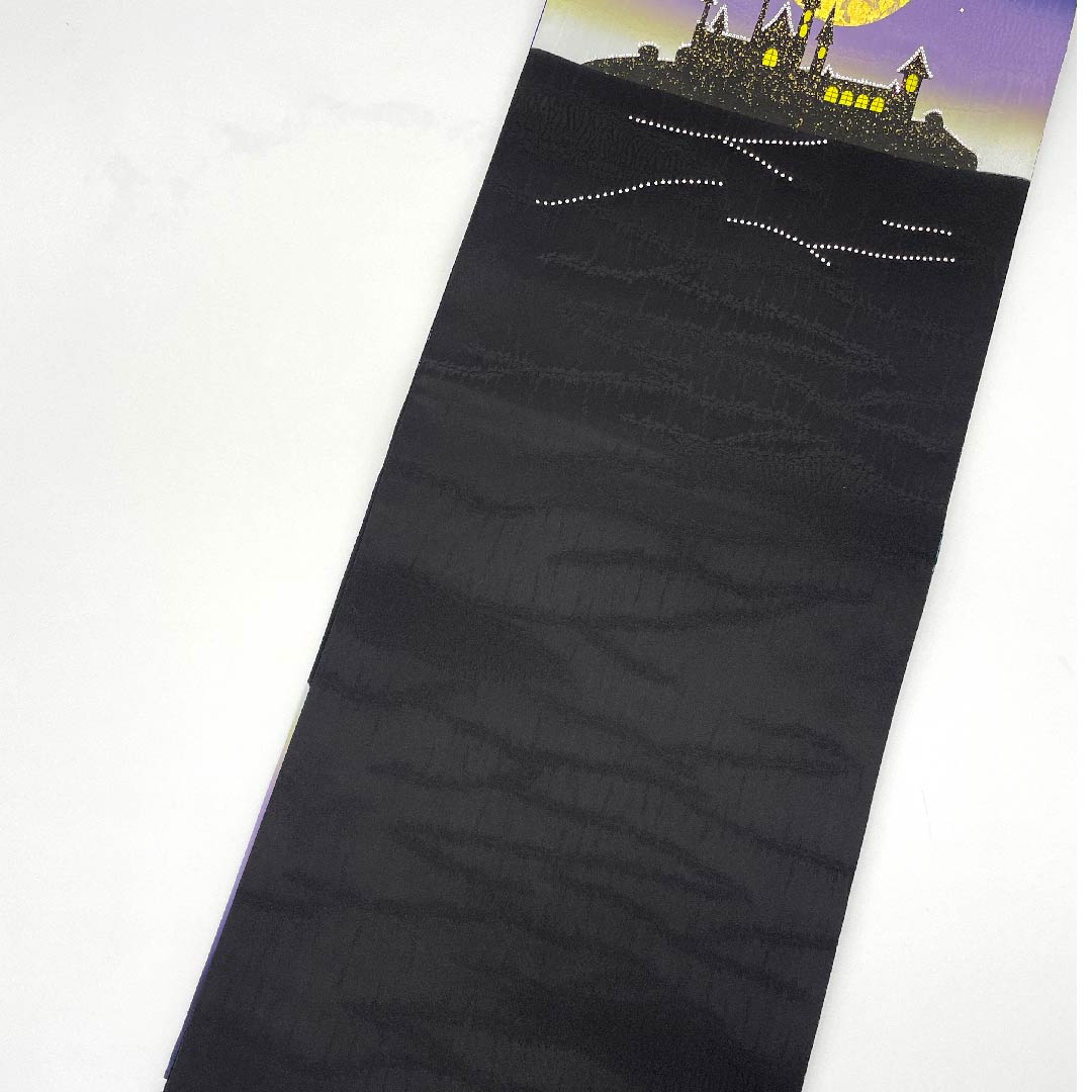 Fukuro Obi Black Full Moon Castle SALAMU Obi Length 446cm Pure Silk S Rank Point Pattern Casual Black 1123007902310