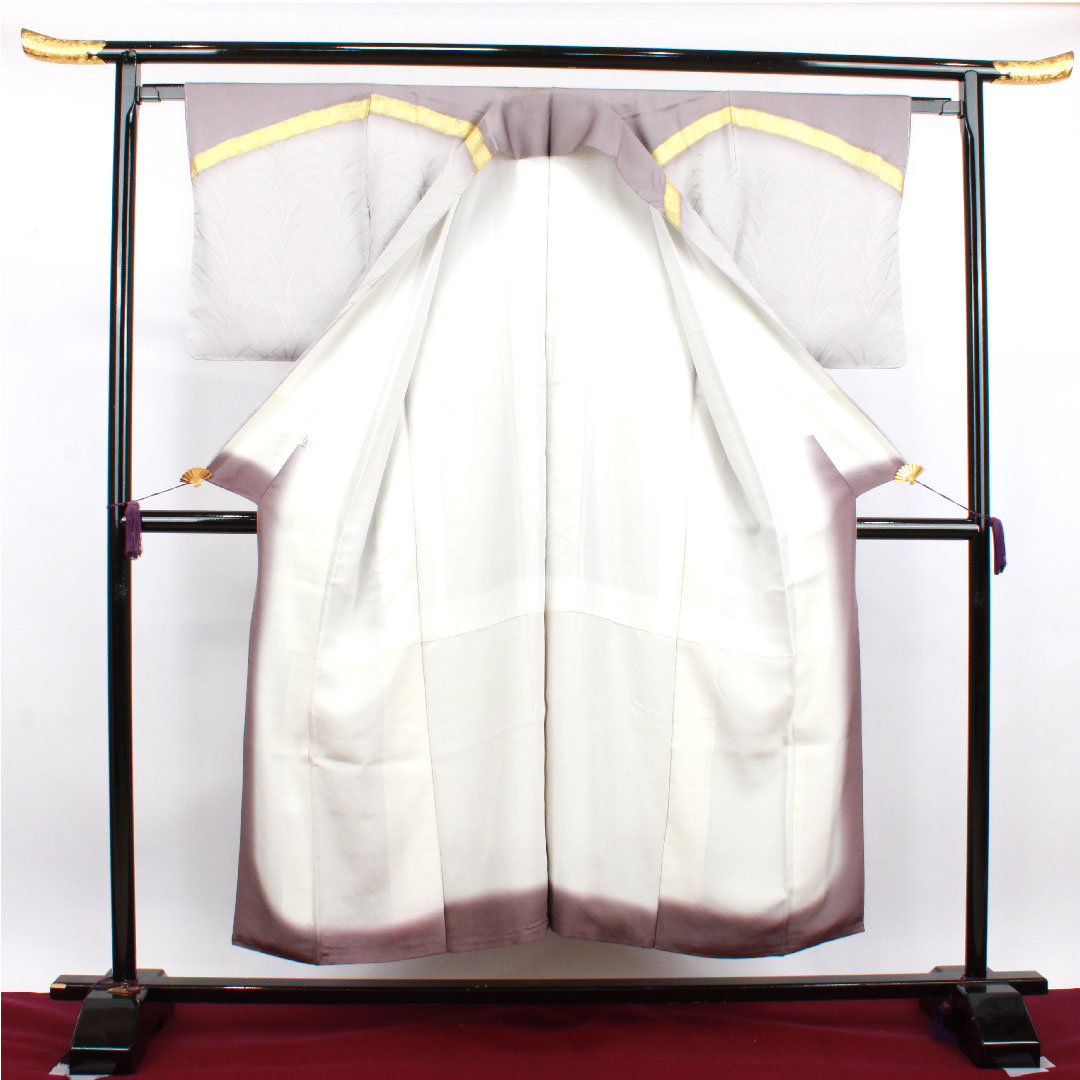 Homongi, pure silk, lined, length 150cm, sleeve length 62cm, Kumoi gray, Daiomatsu, artist's work, with basting thread, unused, S rank, gray, 1112002892122