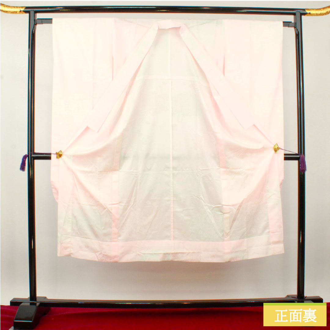 長襦袢 ポリエステル 身丈137.5cm 裄丈64cm 単衣 振袖用 ぼかし染 洗える着物 Sランク ピンク系 1129000622513