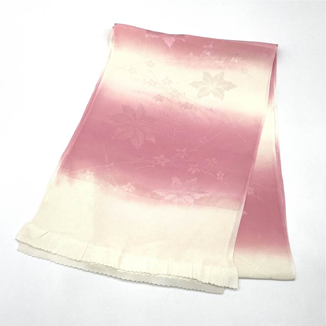 Obiage Silk A Rank Semi-formal Milky White (Nyuhakushoku) Peach Red (Tokoshoku) Gradation Floral Length approx. 169cm Width approx. 27.5cm Gradation Series 1136003083999