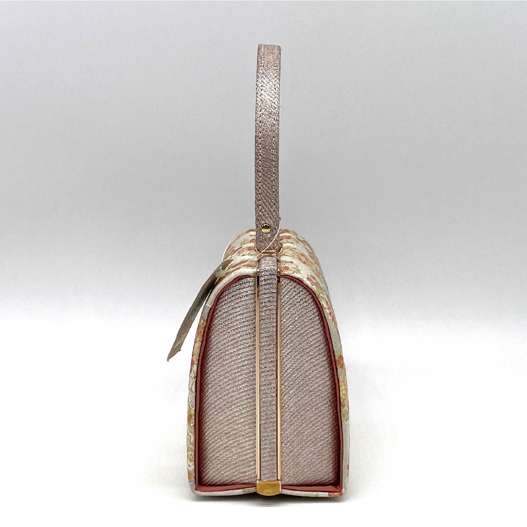 (Like New) Formal Zori and Bag Set, Chrysanthemum Design, Obi Fabric, Size M, Silver, 1133000361322