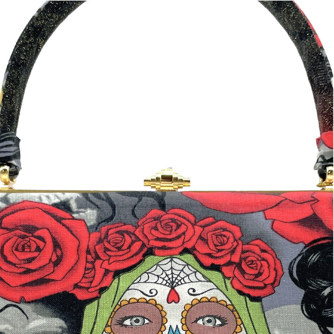 Kimono bag, casual, new, skull, rose, handmade by artist, gray, 113900138122