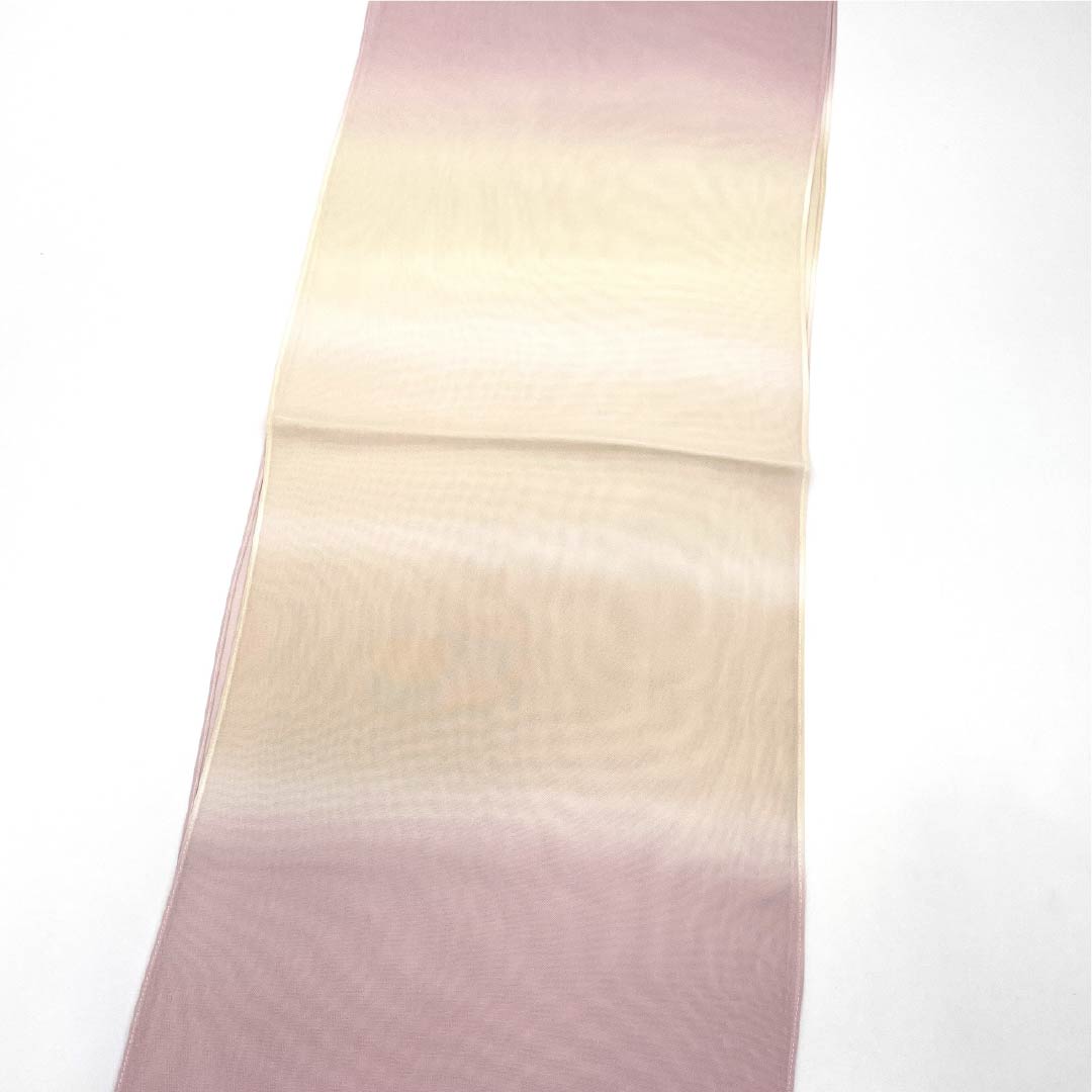 (Like New) Silk Obiage (Sash) - Semi-Formal, Arasomeiro (Faded Red) and Light Egg-Colored (Light Egg-Colored) Gradient, Summer, Approximately 180cm Long, Approximately 29.5cm Wide, Pink, Product Number: 1136002161913