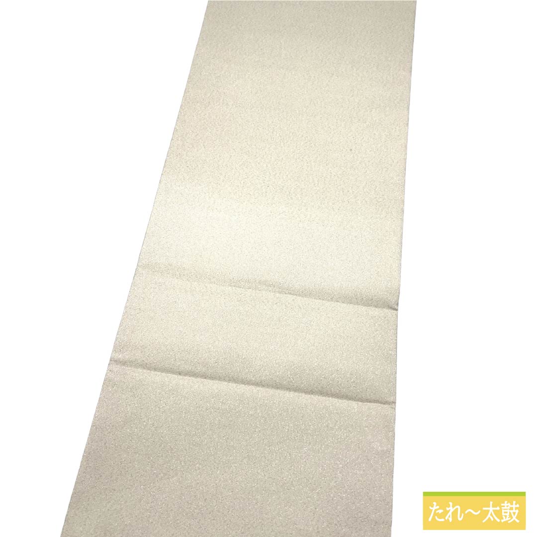 袋帯 正絹 Aランク 生成り色(きなりいろ) 蘇州刺繡 綴れ地 風景模様 銀糸 帯丈468cm ポイント柄 セミフォーマル 白系 1123017533411