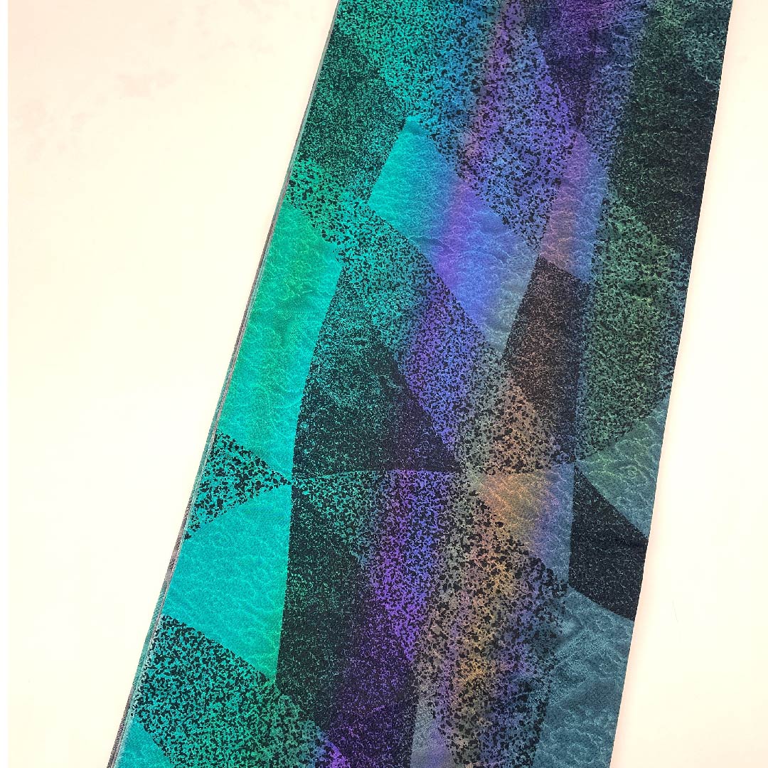 Fukuro obi (duck-colored obi) in classic geometric pattern, obi length 454cm, pure silk, S rank, full-length, casual, gradation style, 1123008702499