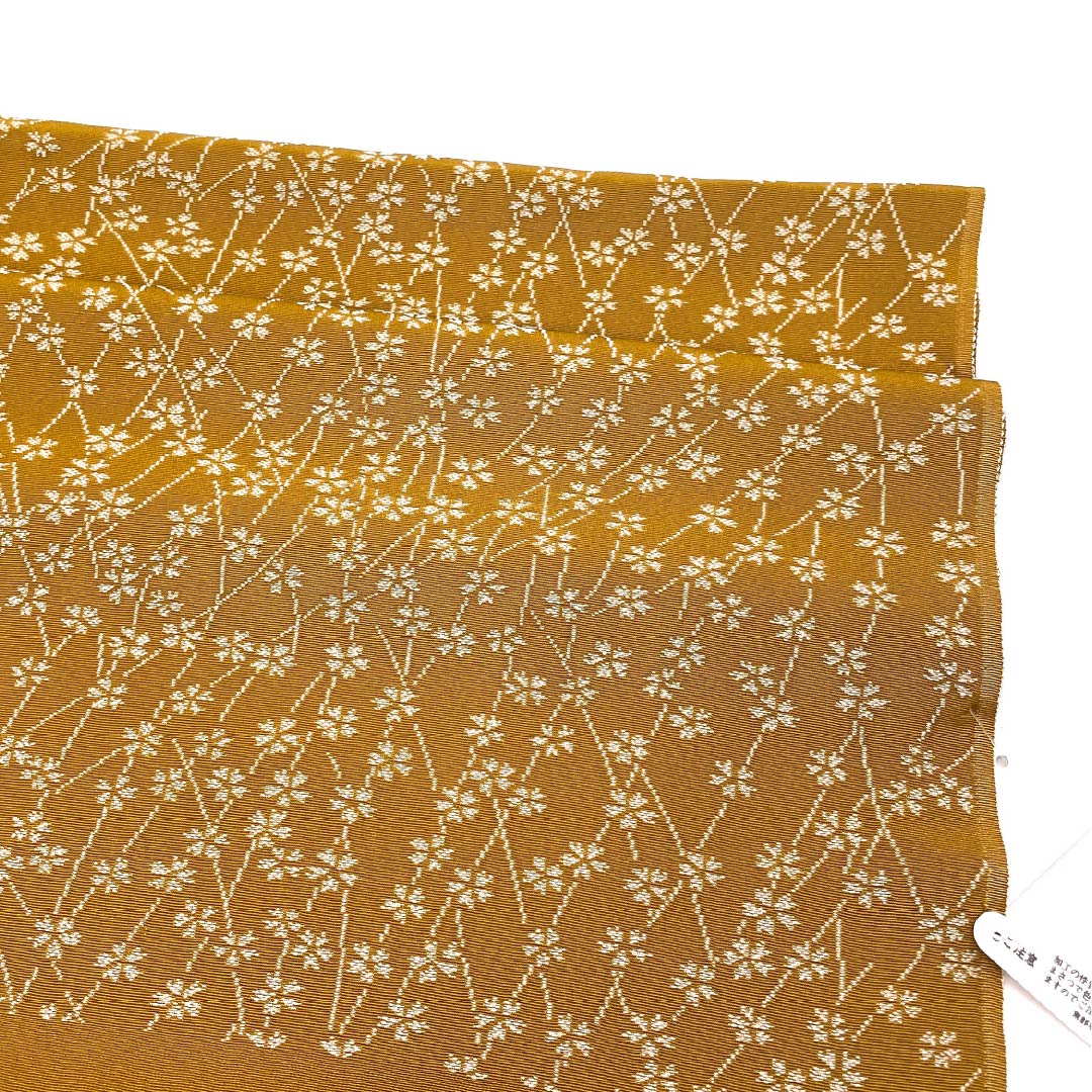 帯揚げ 正絹 Sランク セミフォーマル 金茶色(きんちゃいろ) 小花 長さ約170cm 幅約32.5cm 茶系 1136004202914