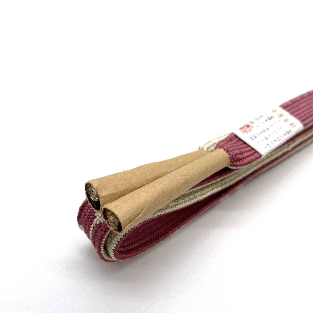 (新古品) 帯締め 正絹 四分紐 皆紅色色(かいこうしょくいろ) 特選金銀糸使用 新古品 長さ約162cm 幅約1.5cm セミフォーマル Sランク ピンク系 1135001522913