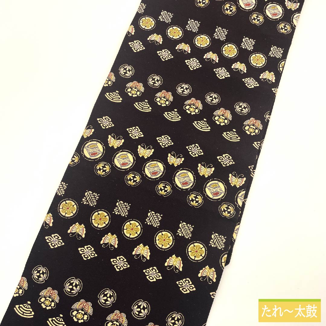 Nagoya Obi, Pure Silk, S-Rank, Crimson Ink Color, Stencil-Dyed, Classic Pattern, Fan Pattern, Length 352cm, Full Length, Casual, Brown, Product Number 1124009752314, Nagoya Style