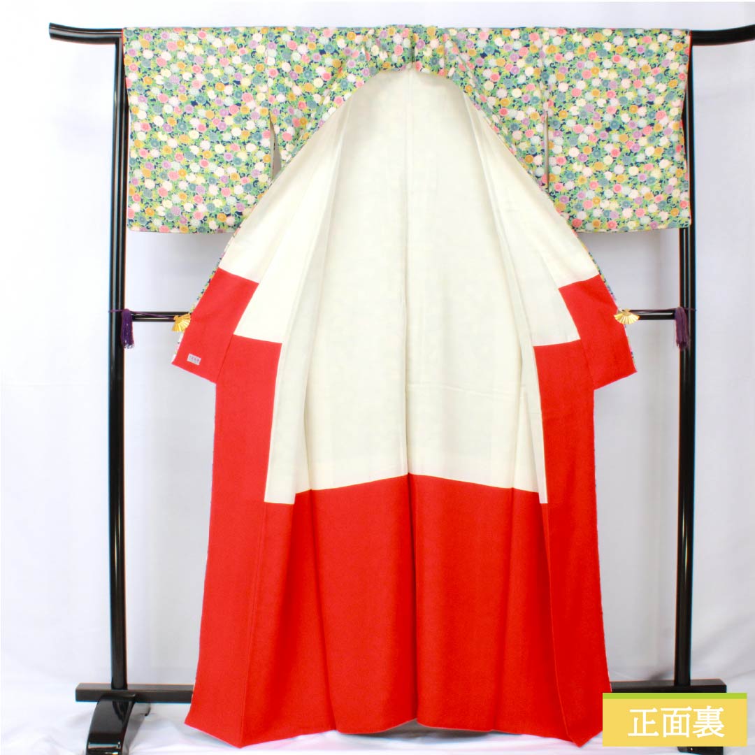 小紋 正絹 身丈163cm 裄丈65cm 袷 紺瑠璃色(こんるりいろ) 小菊 高島屋 Aランク 紺系 1115005733418