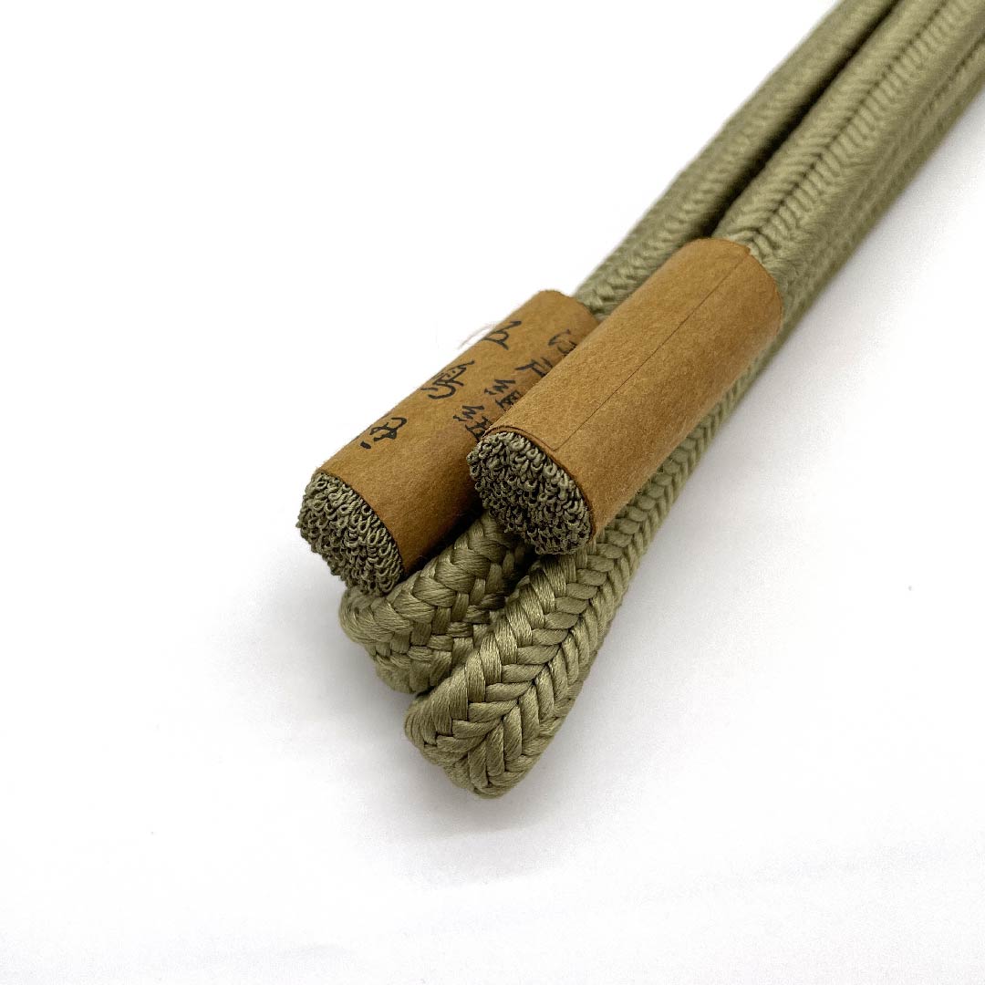 (New old stock) Obi-jime (belt fastener) made of pure silk, quarter-length cord, Rikyu color, Goshima cord, Edo braid, new old stock, length approx. 159cm, width approx. 1.2cm, casual, S rank, green, 1135002572319