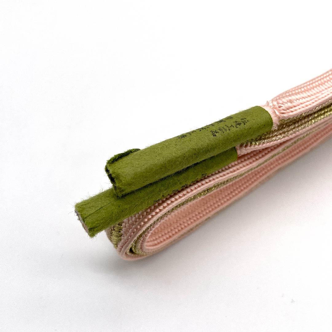 (New old stock) Obijime (belt tying) made of pure silk, quarter-length cord, dawn color, Iga braid, Iga Maezawa Kobo, traditional craft, length approx. 186cm, width approx. 1.5cm, semi-formal, S rank, pink, 1135000872913