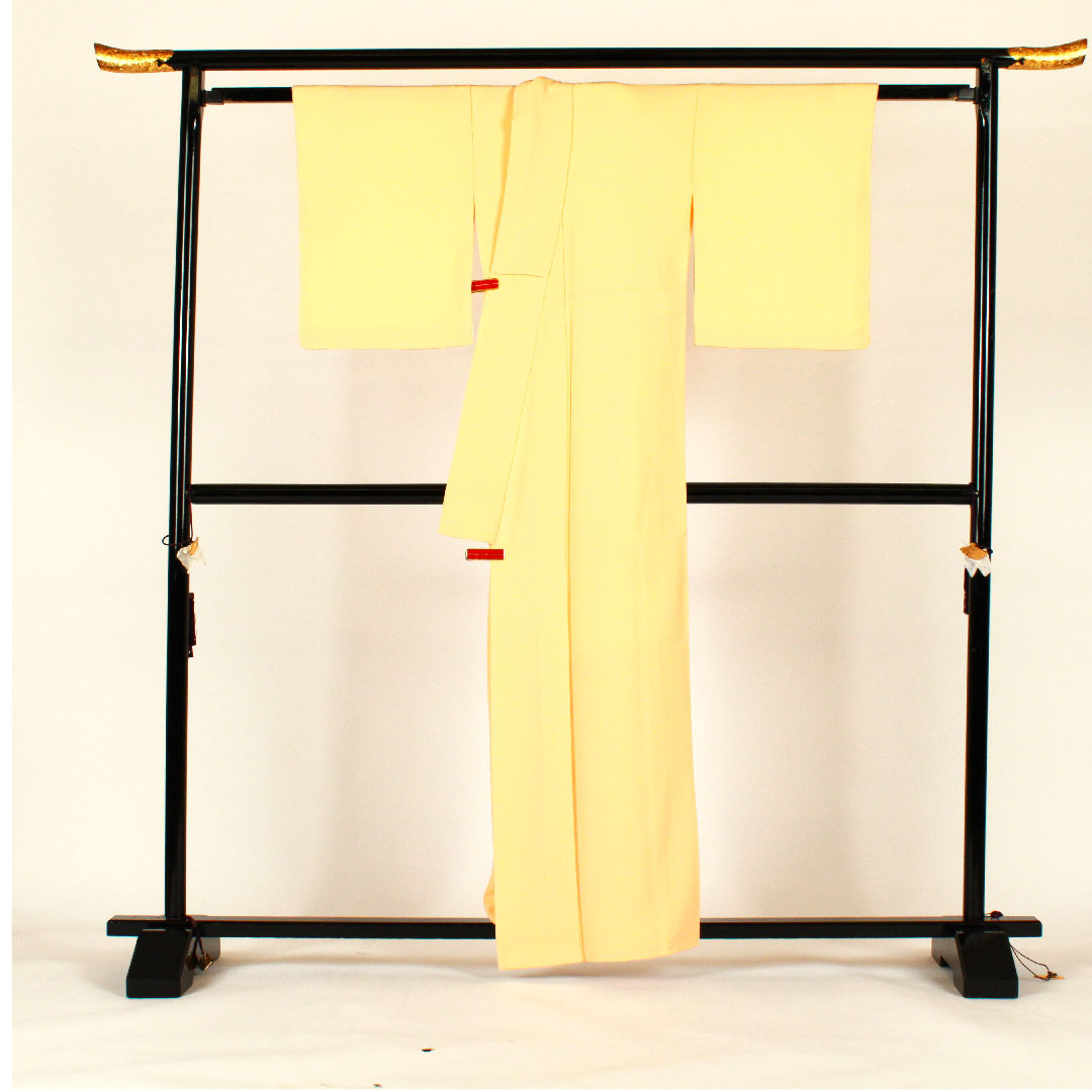 色無地 木瓜 身丈160.5cm 裄丈65cm 袷 正絹 Sランク 黄系 1114000262323