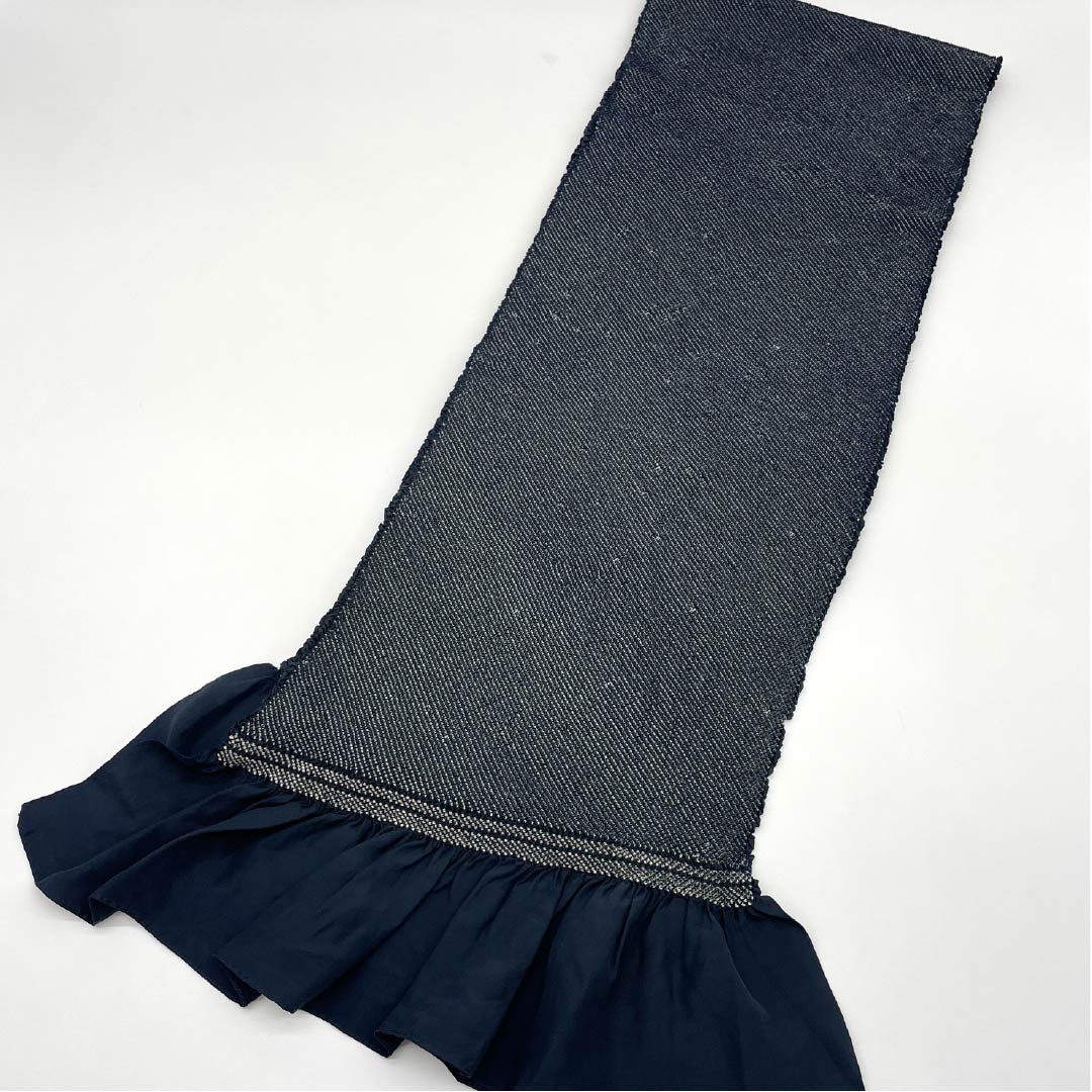 Heko obi, pure silk, Indian indigo, all-shibori, length 262cm, width 25cm, S rank, navy blue, 1134000352918