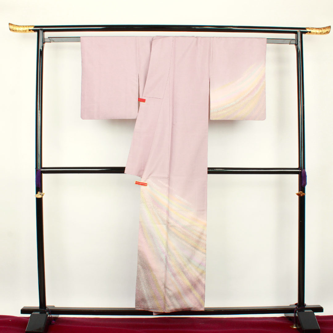 Homongi, lined, length 153cm, sleeve length 63cm, grape color, Ushiku Tsumugi, Hakusan Kobo, Oboro-zome, pure silk, A rank, purple, 1112001813220