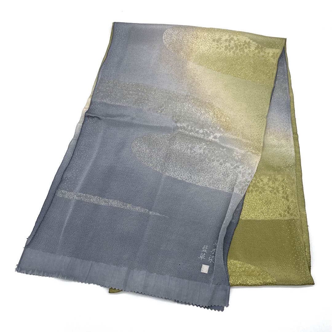 (New Old Stock) Obijime & Obiage Set, Pure Silk, S Rank, Gradient Dye, Flowing Water Pattern, Length approx. 156cm, Width approx. 1.5cm, Formal, Gradation Colors, 1141000182399