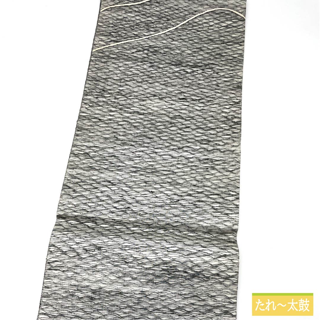 Fukuro Obi, pure silk, off-white, comb weave, abstract pattern, obi length 444cm, A rank, point pattern, casual, monotone, 1123012343327