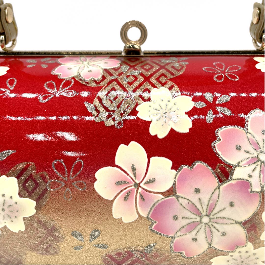 Formal Japanese style bag, Torukoakairo (Torukoakairo), cherry blossom, floral pattern, for long-sleeved kimono, red, S rank, 113900023212