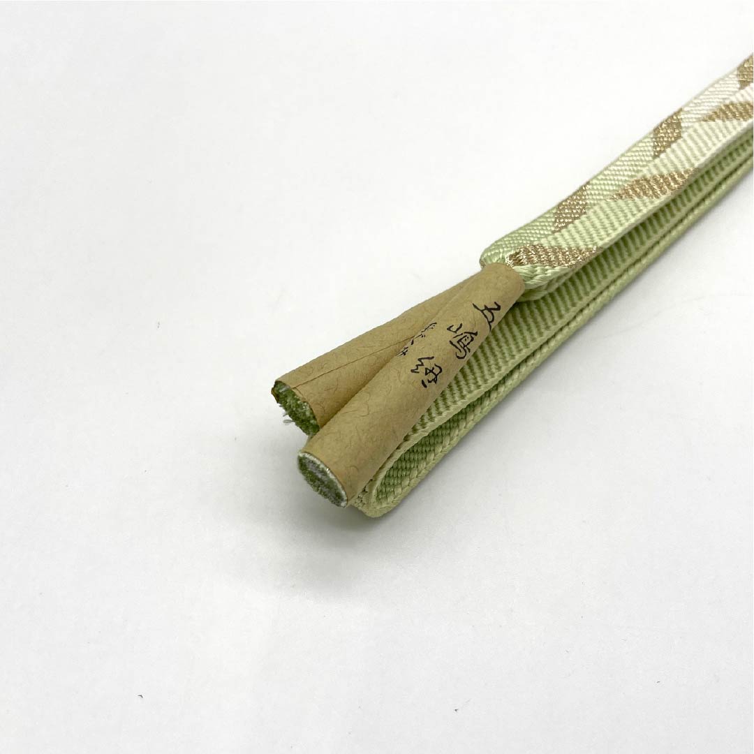 (新古品) 帯締め 正絹 NEWランク 五嶋紐 薄柳色(うすやなぎいろ) 矢羽根 古典柄 長さ約163cm 幅約1.5cm セミフォーマル 緑系 1135004851319