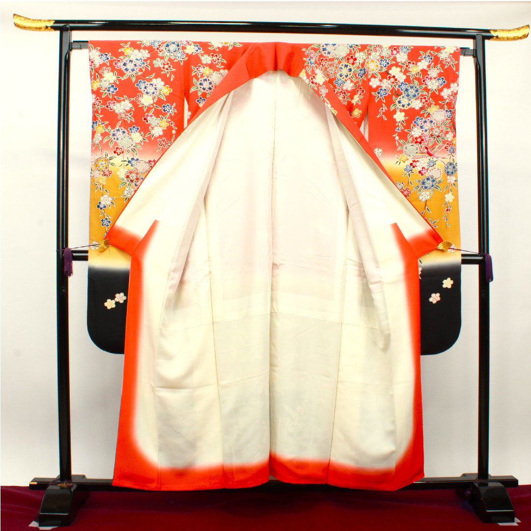 振袖 身丈156.5cm 裄丈64cm 袷 京紅型 吉祥文様 正絹 Sランク グラデーション系 1113001642399