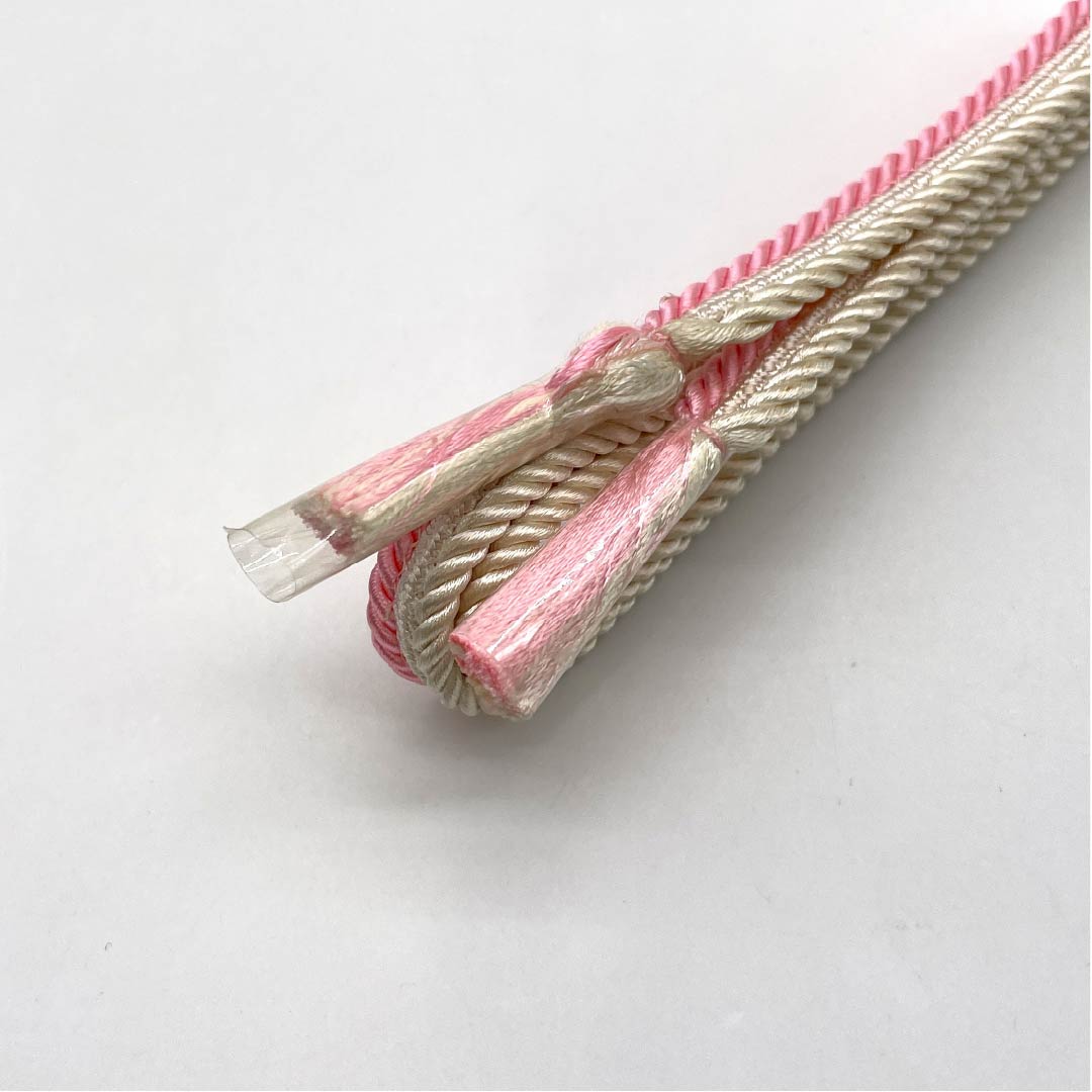 (Like new) Silk Obijime (Sash Band) - New Condition, Two-tone, Approximately 151.5cm Long, Approximately 1.1cm Wide, Casual, Pink, Item Number: 1135004331313