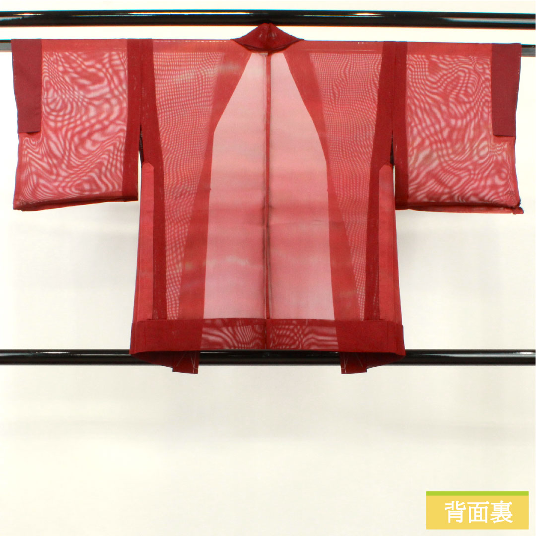 羽織 正絹 身丈76.5cm 裄丈60.5cm 臙脂色(えんじいろ) 夏物 しつけ糸付き 未使用品 Sランク 紗 赤系 1117001002912