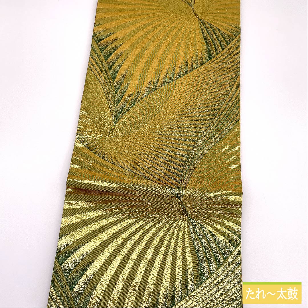 袋帯 正絹 金色(きんいろ) 蝶 リバーシブル 帯丈432cm Sランク 全通 フォーマル 金系 1123011992321