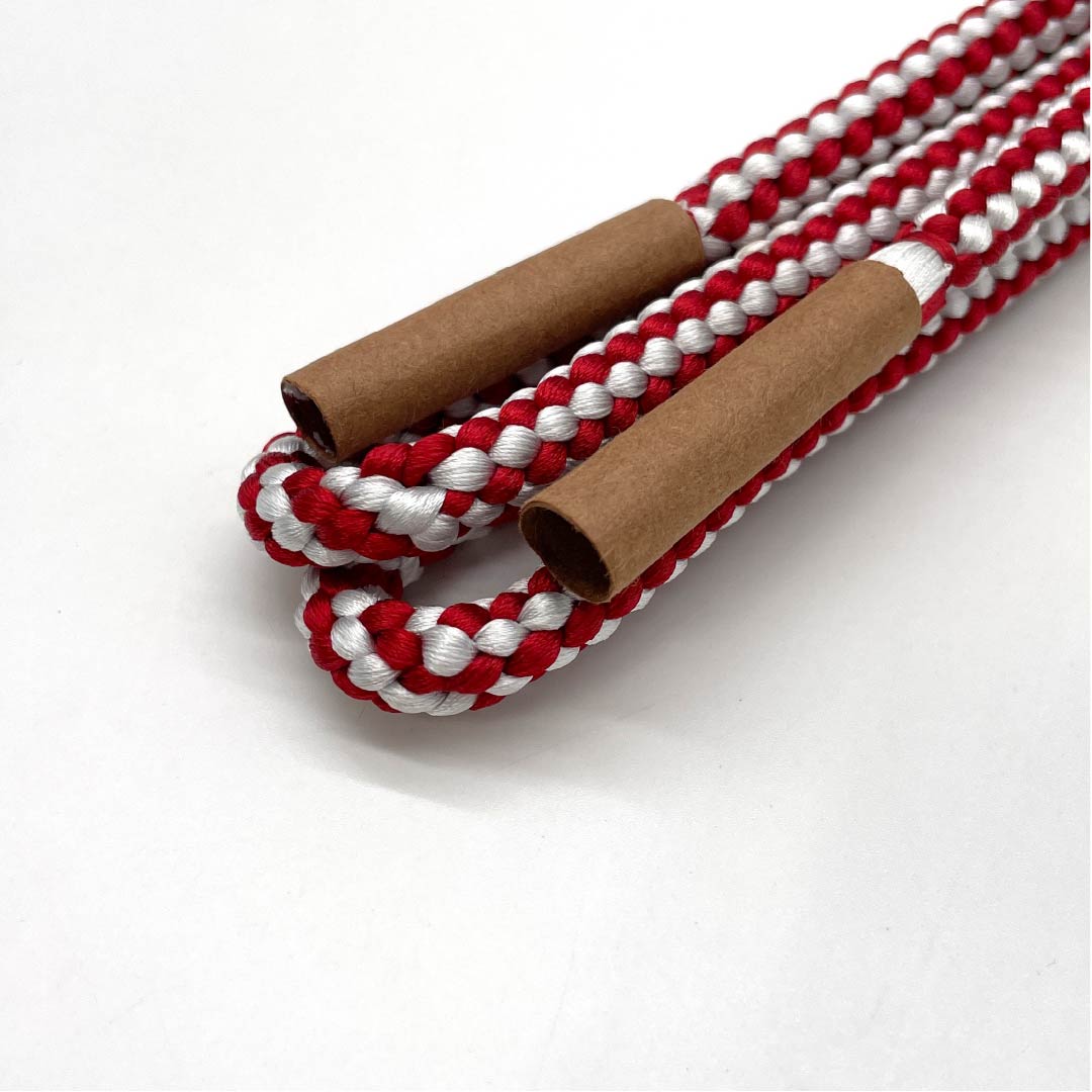 (Like new) Silk Obijime (Sash Band) - New Rank - Round Braid - Two-Tone - Length: Approx. 158cm, Width: Approx. 0.8cm - Casual - Red - Item Number: 1135004361312