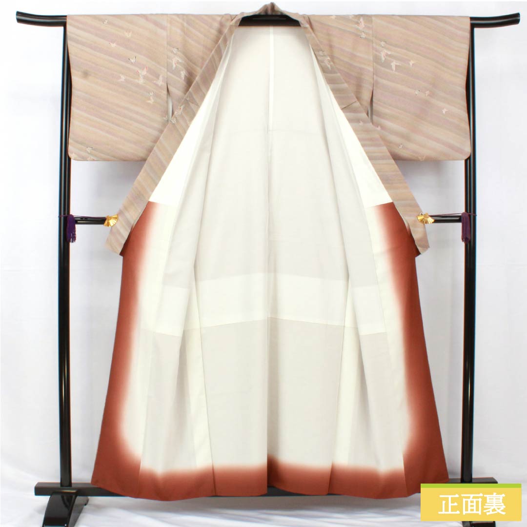 Small pattern kimono, polyester, length 157cm, Yuki length 64.5cm, lined, blurred dyeing, washable kimono, butterfly, A rank, gradation, 1115005033399