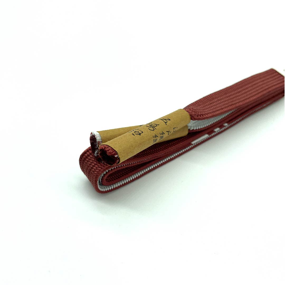 (New old stock) Obi-jime (belt fastener) made of pure silk, quarter-length cord, bengara-iro (red pattern), Goshima-himo, Edo-kumihimo, new old stock, length approx. 162cm, width approx. 1.7cm, casual, S rank, brown, 1135002962314