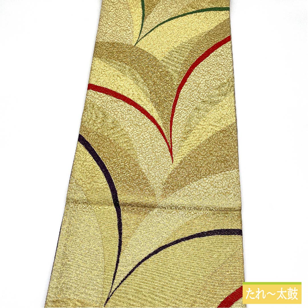 Fukuro Obi, Pure Silk, Gold, Abstract Pattern, Length 462cm, S Rank, Six-way, Formal, Gold-based, 1123011522421