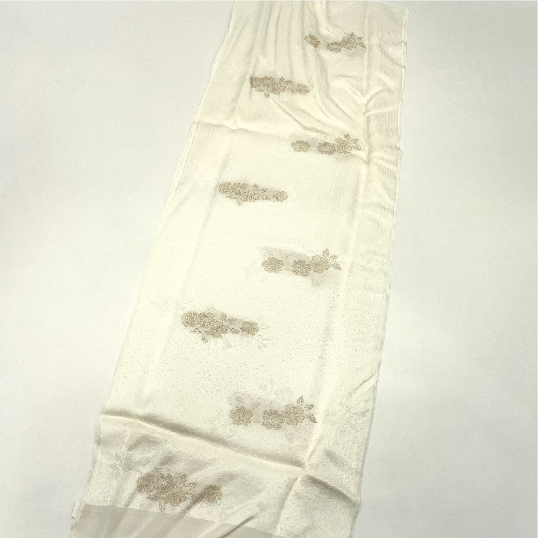 (新古品) 帯締め・帯揚げセット 正絹 NEWランク 乳白色(にゅうはくしょく) 留袖用 古典柄 桜 長さ約164cm 幅約1.6cm フォーマル 白系 1141000341311