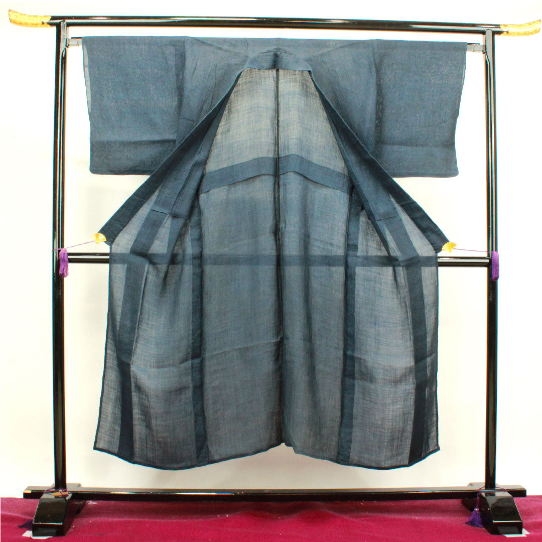 Summer linen men's length 145cm sleeve length 67cm navy blue Ojiya Chijimi gauze B rank navy blue 1132000744118