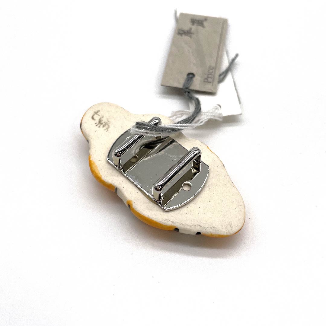 (New old stock) Obi fastener, ceramic, casual, orange, ceramic, fish, hidden bear, length approx. 3cm, width approx. 5.5cm, S rank, orange, 1137000642926