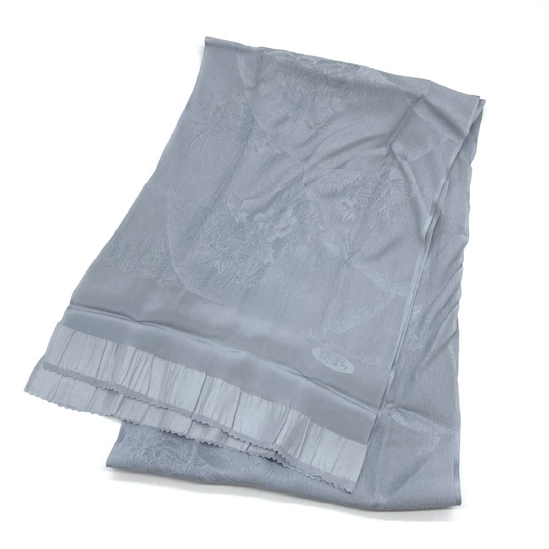 (Like new) Pure silk obijime and obiage set, light dull color, suitable for mourning wear, approximately 163cm long and 1.5cm wide, grayish-gray, product number 1141000201322