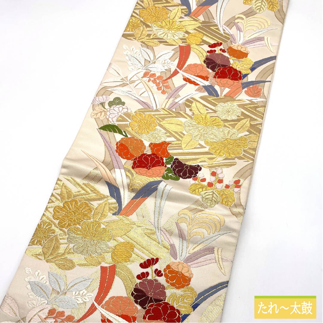 袋帯 正絹 Sランク 胡粉色(ごふんいろ) 唐織 留袖用 振袖用 古典柄 帯丈432cm 六通 フォーマル 白系 1123015642311