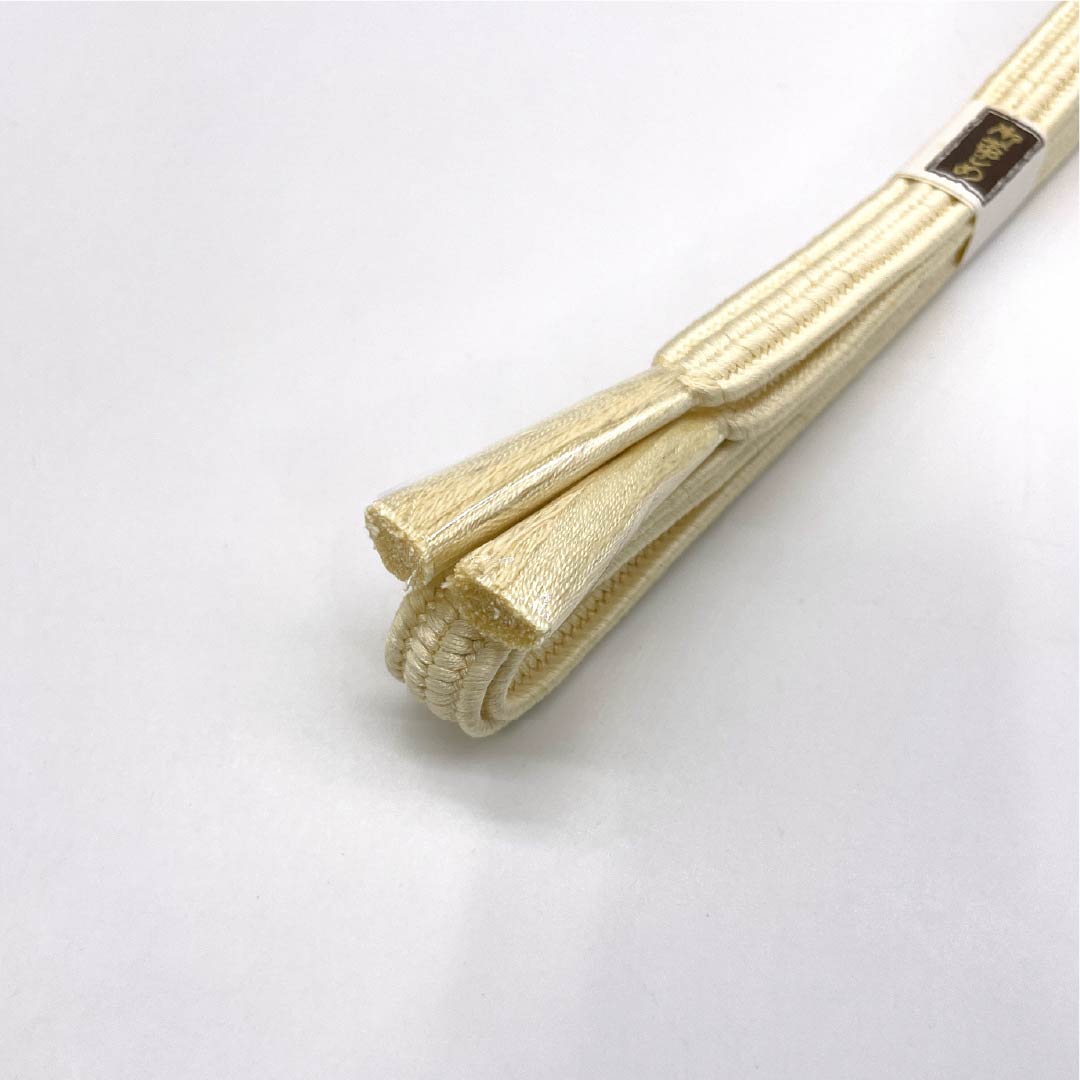 (Like New) Pure Silk Obi-jime (Sash Band) - Light Egg-Colored, S-Rank, Solid Color, Length: Approx. 164cm, Width: Approx. 1.7cm, Casual, Cream-Colored, Product Number: 1135005282315