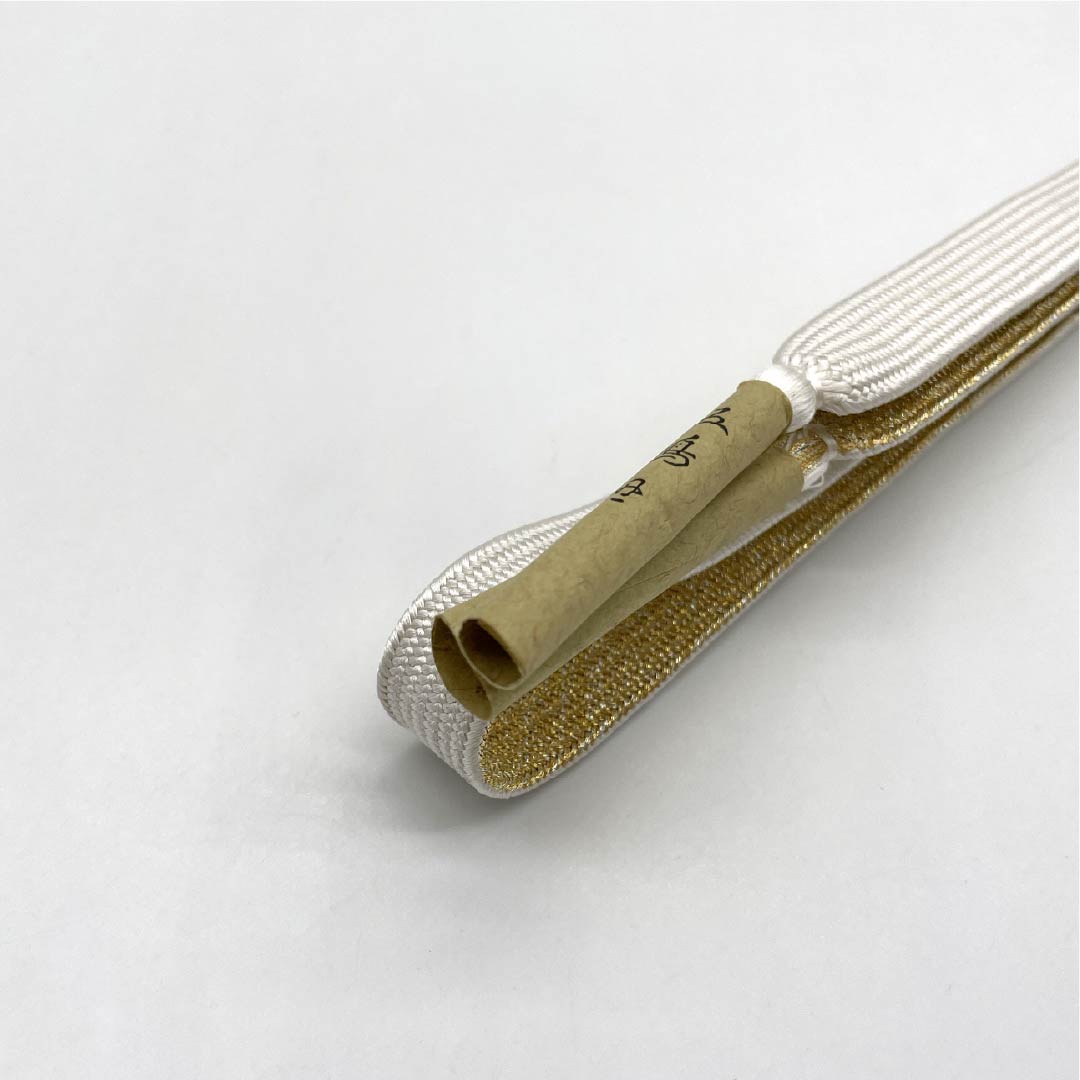 (新古品) 帯締め 正絹 NEWランク 五嶋紐 留袖用 手ぐみ 長さ約170cm 幅約1.6cm フォーマル 白系 1135004861411