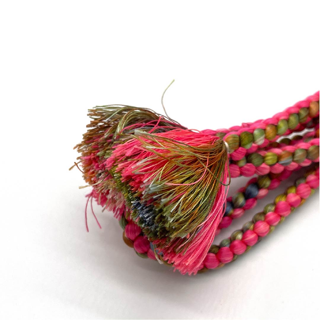 A-Rank Pure Silk Obijime, Colorful, Round Braid, Approx. 156cm Long, Approx. 1cm Wide, Casual, Pink, Item Number: 1135003853313