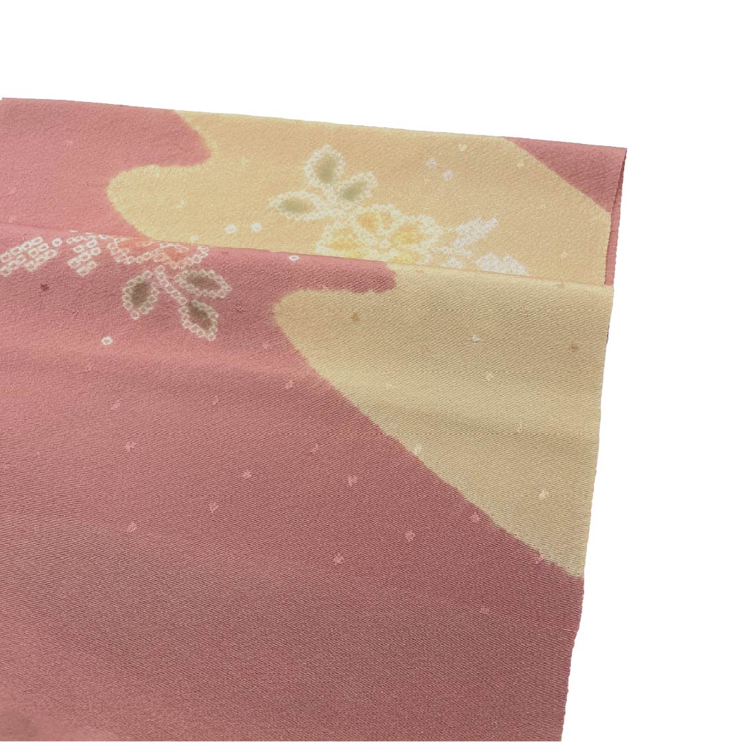 帯揚げ 正絹 Sランク カジュアル 長春色(ちょうしゅんいろ) 絞り 桜 古典柄 長さ約176cm 幅約30cm ピンク系 1136003442913