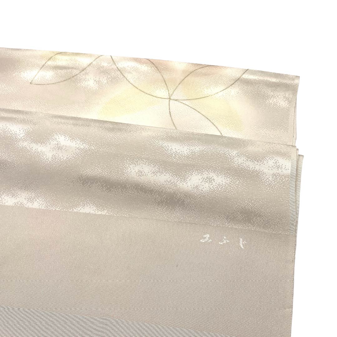 帯揚げ 正絹 Sランク セミフォーマル 真珠色(しんじゅいろ) 七宝崩し 古典柄 長尺 長さ約184cm 幅約32cm グレー系 1136003562922