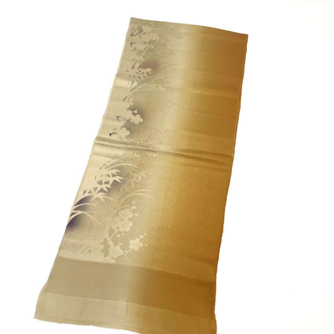 Semi-formal obiage (sash sash), pure silk, S-rank, amber, featuring a classic botanical pattern, approximately 140cm long and 30cm wide, brown, product number 1136001642914