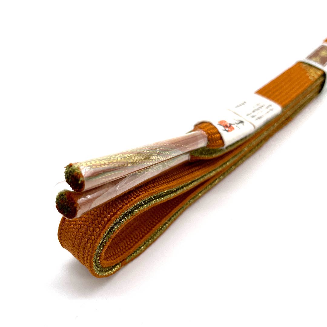 (新古品) 帯締め 正絹 四分紐 人参色(にんじんいろ) 金銀糸使用 手ぐみ 新古品 長さ約159cm 幅約1.5cm セミフォーマル Sランク 橙系 1135002162326